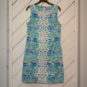 Lilly Pulitzer Vibrant Blue and Green Dress with White Accents
